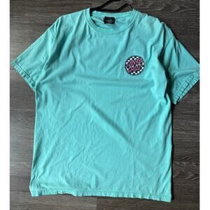 Santa Cruz Skateboards Teal Checkered Dot Logo Tee - Size Medium